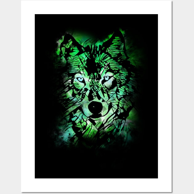 Wolf - Green Wall Art by valsymot